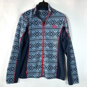 Kari Traa Fair Isle Full Zip Flette Fleece Jacket XL Blue Red Nordic‎ Ski Layers